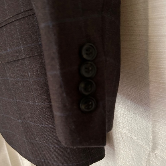 Pronto Uomu Platinum Brown Plaid 2 Button Sport Coat Blazer, Size 44R - Picture 6 of 11